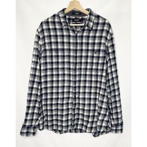 Nordstrom Blue White Flannel Long Sleeve Button Up Trim Fit Shirt‎ Men's XL